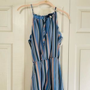 Blue rain striped romper